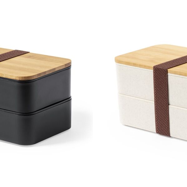 Lunch Box with Two Compartments and Bamboo Lid. Thumbnail